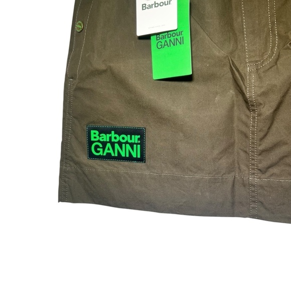 Barbour x GANNI Khaki Mini Skirt NWT SIze US 8 - Picture 4 of 9